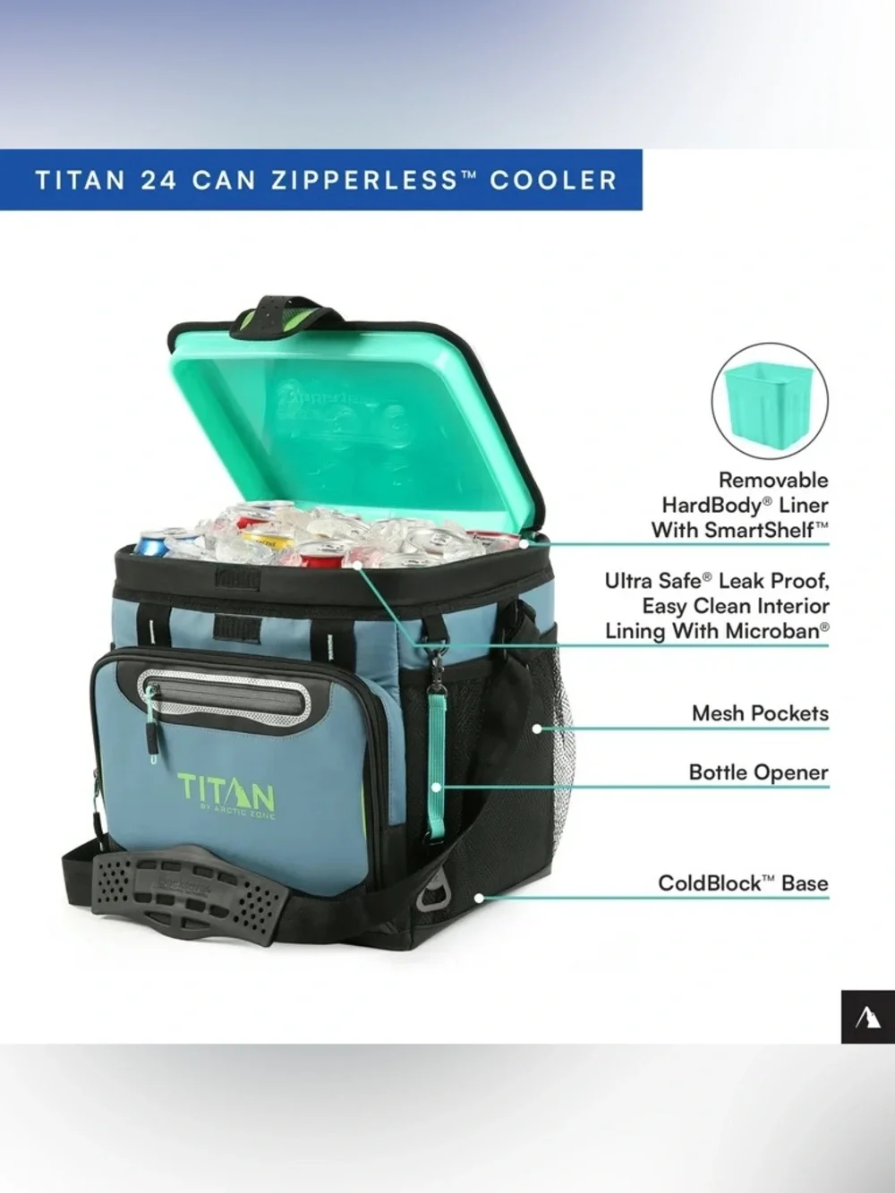 NWT Titan by Arctic Zone 24 Can, 16 Quart Zipperless Soft Cooler